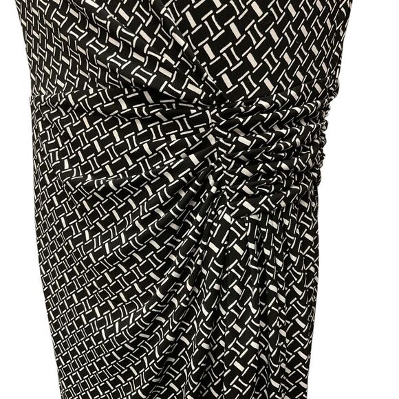 White House Black Market Women's Geometric Shirred Waist Sheath Dress Formal SzL - Picture 3 of 11